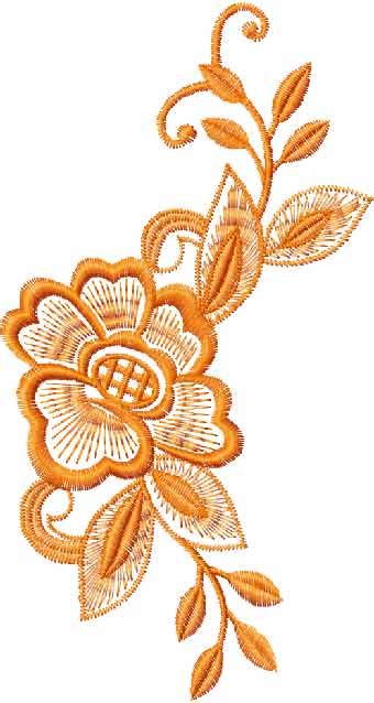 Flower With Leaves Machine Embroidery Design