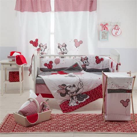 The solid pink dust ruffle has a 16 drop length and provides a finished look for your little one's crib. Minnie Mouse Nursery Decor for Baby