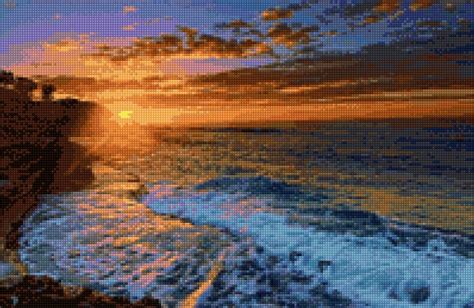 Ocean Beach Sunset No 2 Cross Stitch Pattern Pdf Instant Etsy
