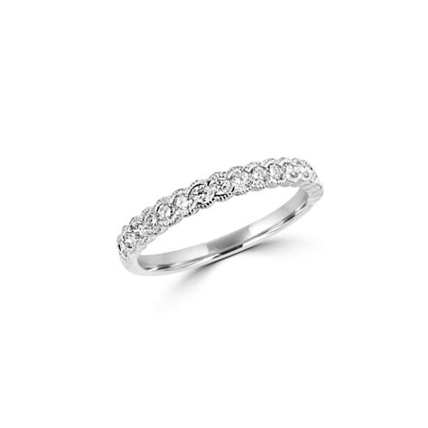White Gold Half Diamond Set Scalloped Band Ring Womens From Avanti Of
