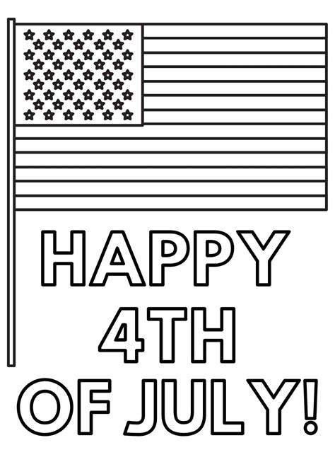 4 Of July Coloring Pages With Flag