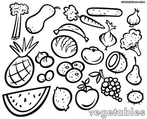 fruits  vegetables coloring pages  kids printable  getcoloringscom  printable