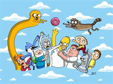 Cartoons Simpsons Homer Donut Adventure Time Finn And Jake Futurama Fry Bender Regular Show