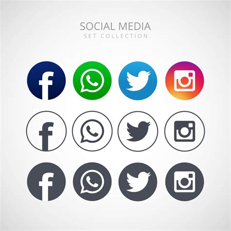 Social Media Set Collection Social Media Icons Free Vector