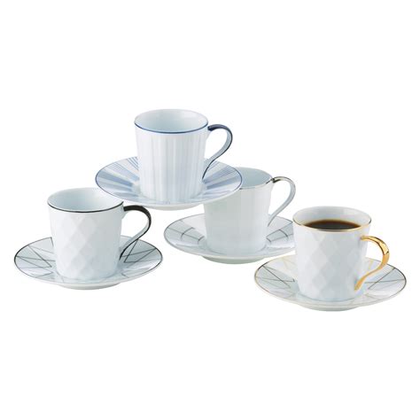 Set of 3 Lux Espresso Cups & Saucers Gold - The DRH Collection