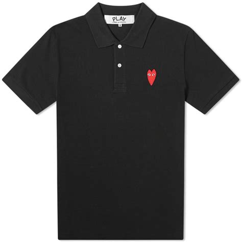 Comme Des Garcons Play Large Heart Polo Black END US