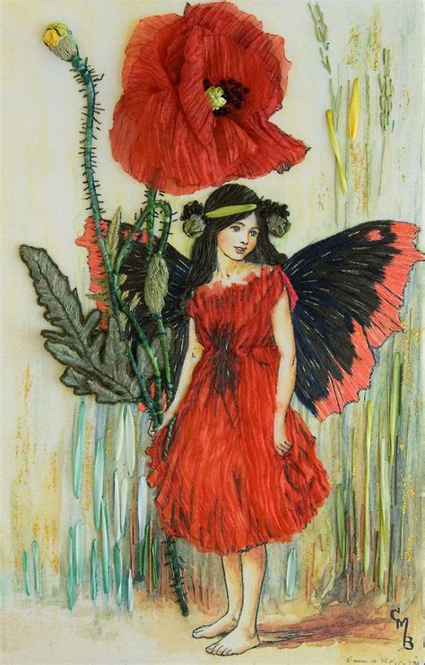 Embroidered Di Van Niekerk Flower Fairies Poppy Fairy Fairy Art