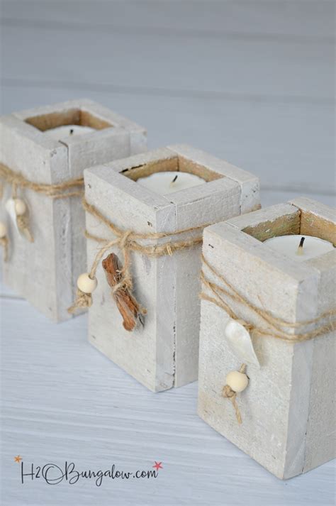 Easy and inexpensive to make diy coastal tealight candle holders. DIY Coastal Tealight Candle Holders - H20Bungalow