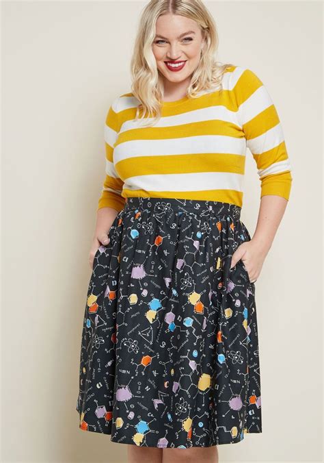 Charming Cotton Skirt With Pockets In Science Plus Size Fashion