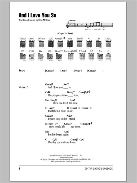 More images for i wish you love chords » And I Love You So by Don McLean - Guitar Chords/Lyrics ...