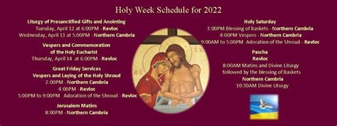 Holy Week Schedule Of Services For 2022 Protection Of The Blessed