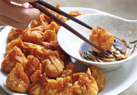 Crispy Golden Dumplings Fried Wonton And Shui Jiao Season With Spice