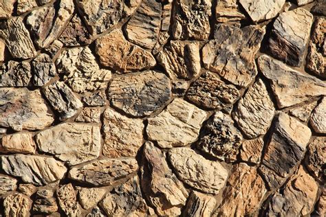 Stone Texture Rock Wall Jagged Rough Brown Masonry Stock