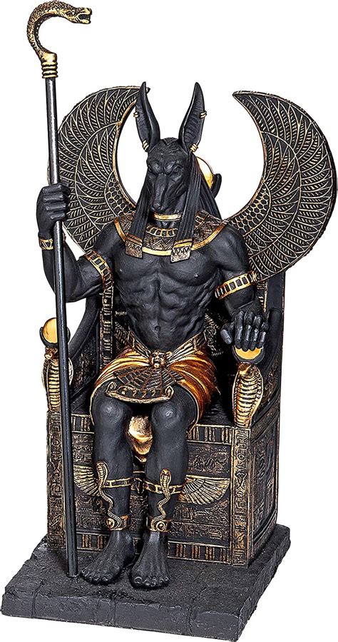 amazon de design toscano Ägyptischer gott anubis sitzt auf dem thron der unterwelt statue