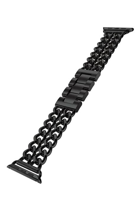 Apple Watch Compatible Steel Chain Loop Band Black Bikordon
