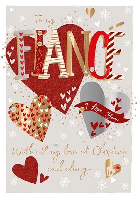 To My Fiancée Embellished Christmas Greeting Card Cards