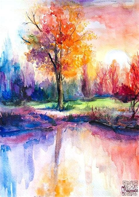 Watercolor Nature Scene At Explore Collection Of