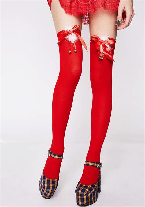 Christmas Red Thigh High Nylons Dolls Kill