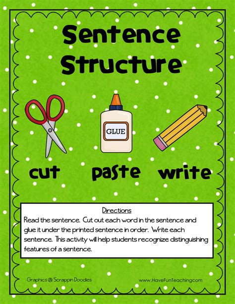 Sentence Structure Activity By Teach Simple