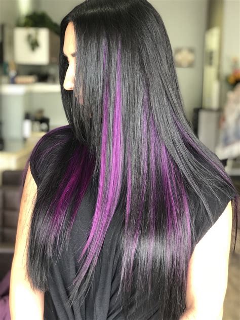 Purple Hair Color Highlights Red Hair Streaks Black Hair With