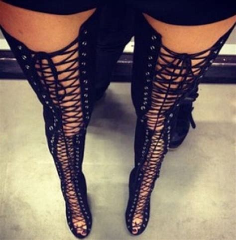 2017 Hot Women Lace Up Thigh High Boots Cut Outs Gladiator Sandal Boots