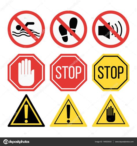 Simbolos Para Seguridad Se Ales De Prohibici N Establece Ilustraci N De Vector De