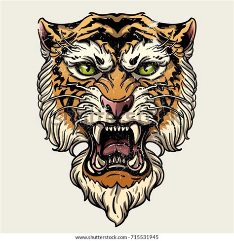 Vector Illustration Head Ferocious Tiger On Stock Vector Royalty Free
