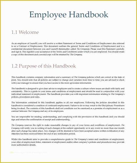 Free Employee Handbook Template For Small Business Of Employee Handbook
