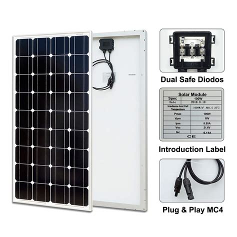 100 Watt Solar Panel 12 Volts Monocrystalline Electrical And Home