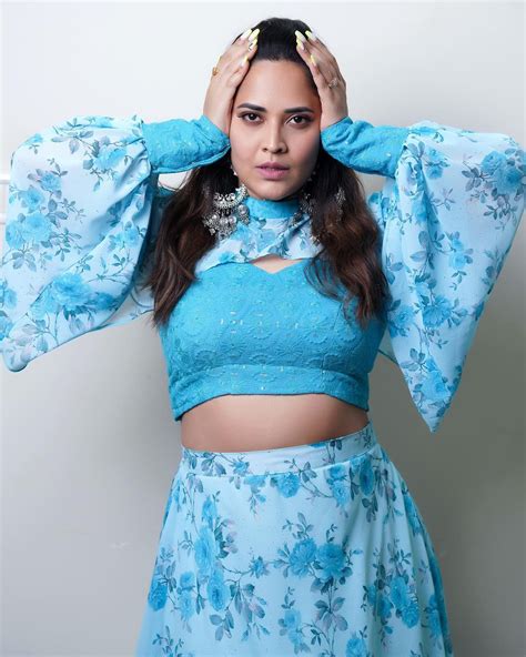 Anchor Anasuya Latest Trendy Pics In Blue Dress Anasuya Bharadwaj Hot Photoshoot Viral In Social