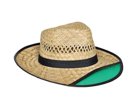 Dorfman Pacific Straw Tractor Hat With Green Built In Visor 390cos