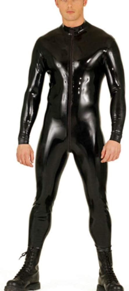 08mm Heavy Black Latex Mens Uniform Catsuit Latex Rubber Body Suit