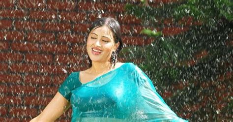 Tamil Actr Team Navneet Kaur Wet Blue Saree Telugu Movie