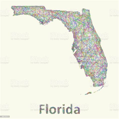 Ilustración De Mapa De Florida Línea Arte Y Más Vectores Libres De