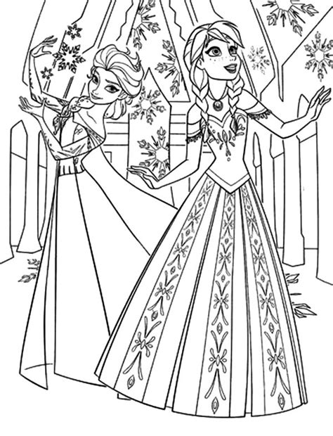 Walt Disney Anna Is Amazed With Elsa Ice Castle Coloring Pages