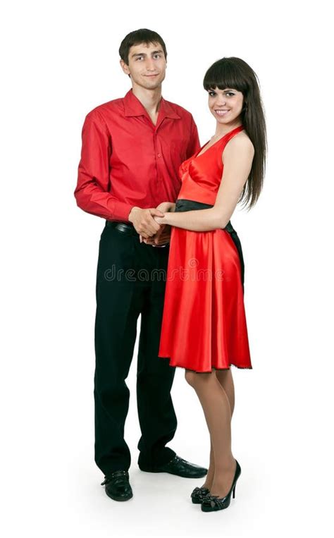 Man And Woman In A Red Dress Stock Photo Image Of Isolated Happiness