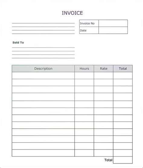 Fillable Invoice Blank In Pdf Printable Invoice Invoice Template