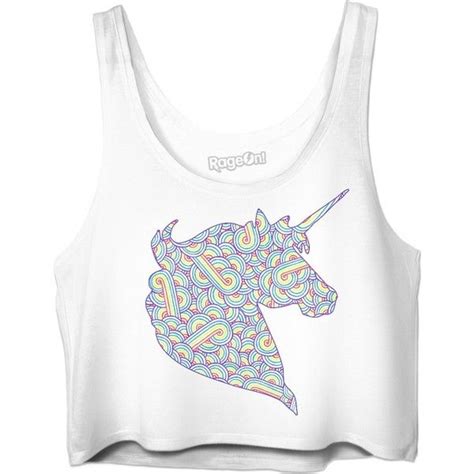 Rainbow And White Swirls Doodles Unicorn Crop Top 35 Liked On