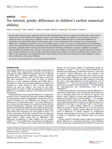 Pdf No Intrinsic Gender Differences In Childrens