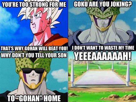 Dragon ball z, fist of the north star, jojo's, one piece, hajime no ippo, old boy, naruto and bleach. When Cell try's to be funny... | Dragon ball, Dbz memes ...