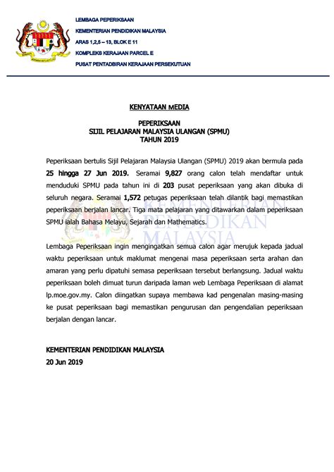 The initiative, which covers 14 subjects in the form four and form five syllabuses. MOE - Kenyataan Media: Peperiksaan Sijil Pelajaran ...