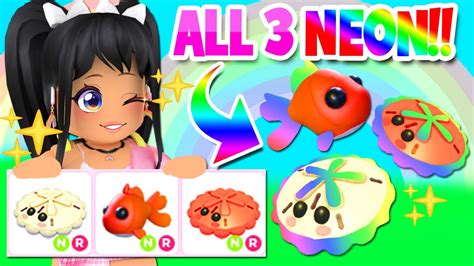 Making All 3 Neon Pets In Adopt Me Update Roblox Goldfish And Sand