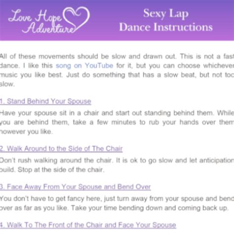 Sexy Lap Dance Instructions Love Hope Adventure