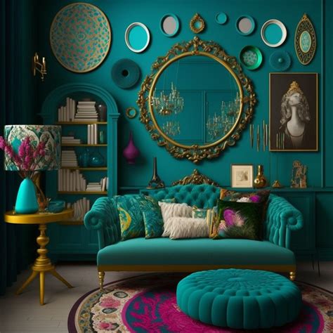 Colorful Living Room With Vintage Stuff Baroque Frames Mirrors Cozy