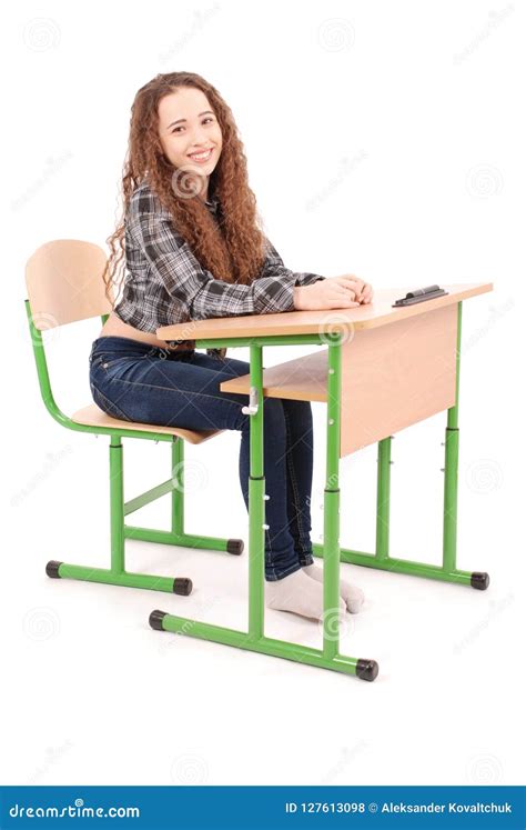 School Girl Sitting At A Desk Stock Photo Image Of Child Portrait