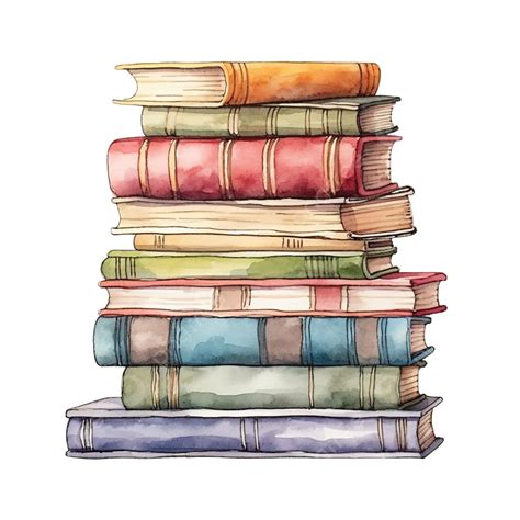 Watercolor Books Library Clip Art Watercolor Hand Draw Png
