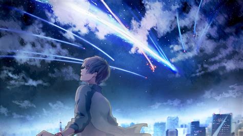 Your Name Kimi No Na Wa Taki Tachibana Anime Comet Night Sky Stars