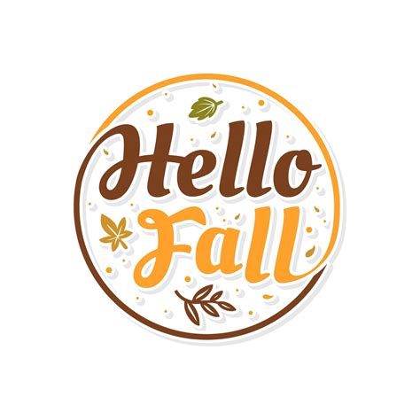 Hello Fall Lettering Text With Autumn Leaves Vector Image 11080925