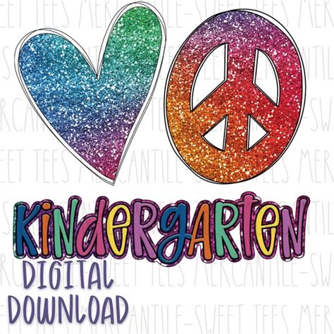 Peace Love Kindergarten Instant Digital Download Png For Etsy