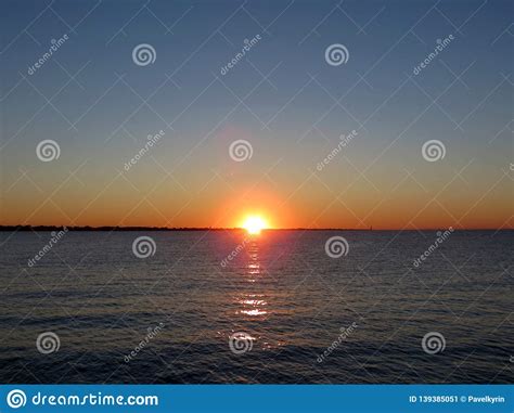 Beautiful Sunset Over The Adriatic Sea Berth In Rimini Stock Image